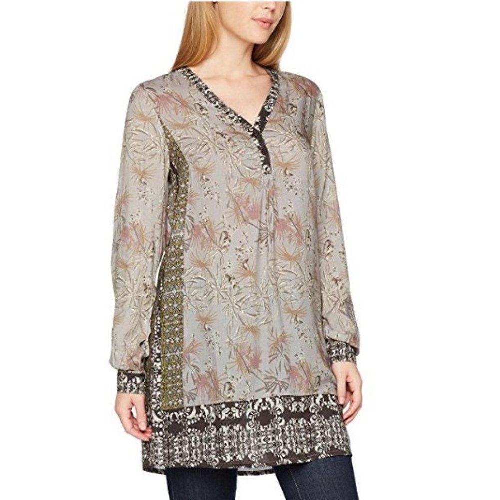 Cream Pippa Tunic Old Rose Floral Boho Blouse 38 S